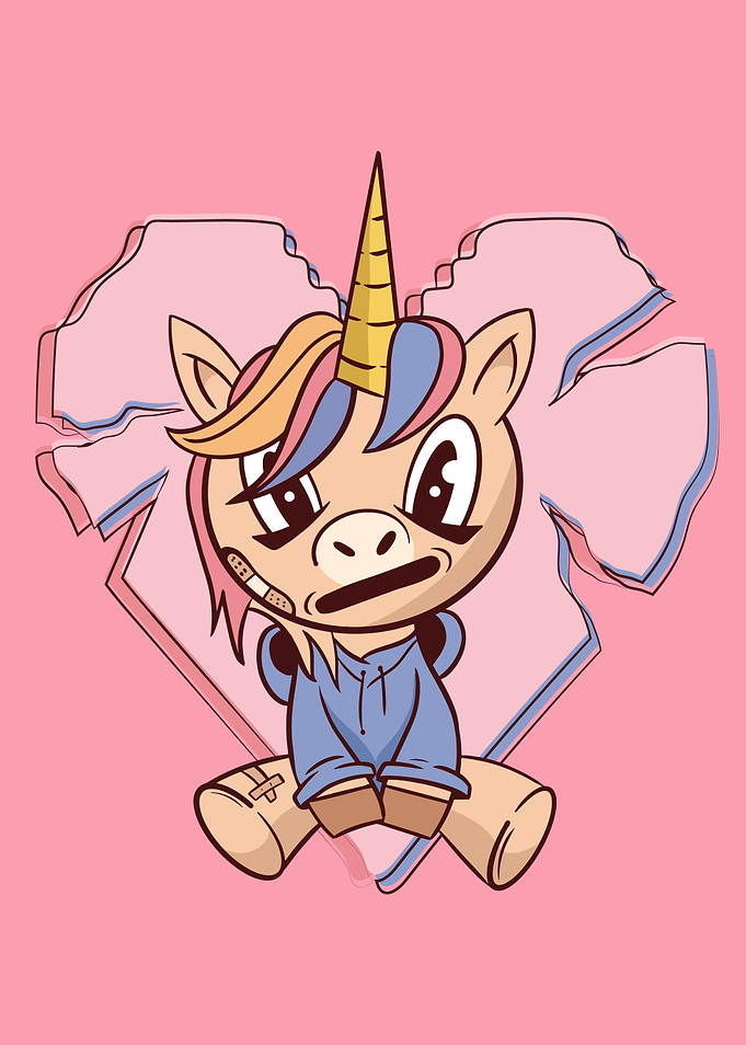 Kawaii Unicorn Heartbreak
