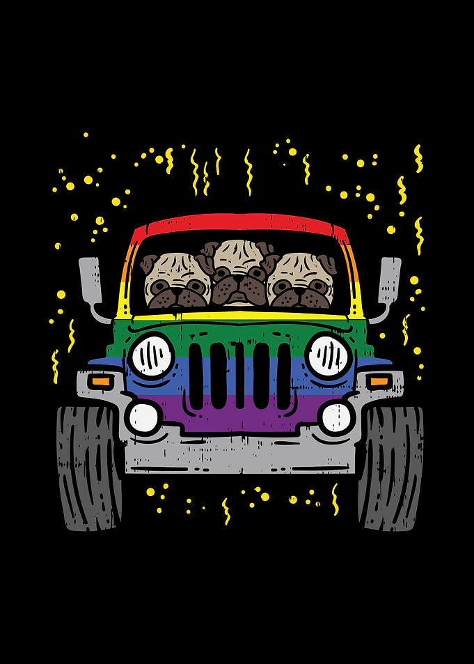 Pugs Dog Truck LGBT