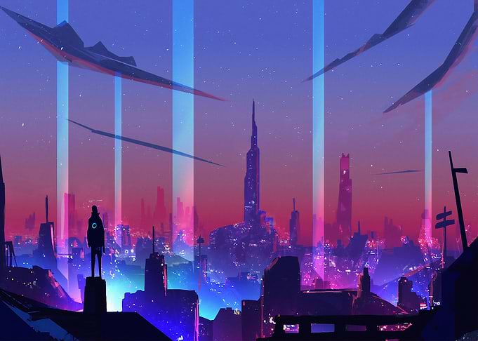 the distant city
