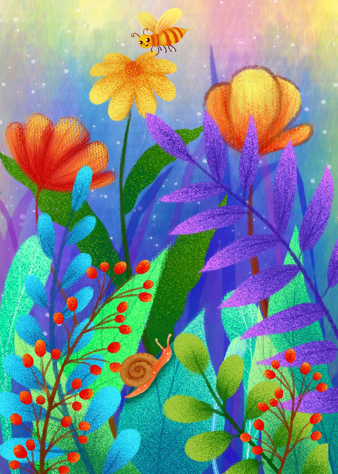 Flowers and plants painted