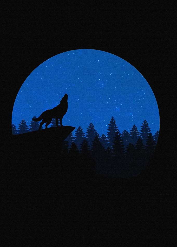 Animal Artistic Wolf Moon