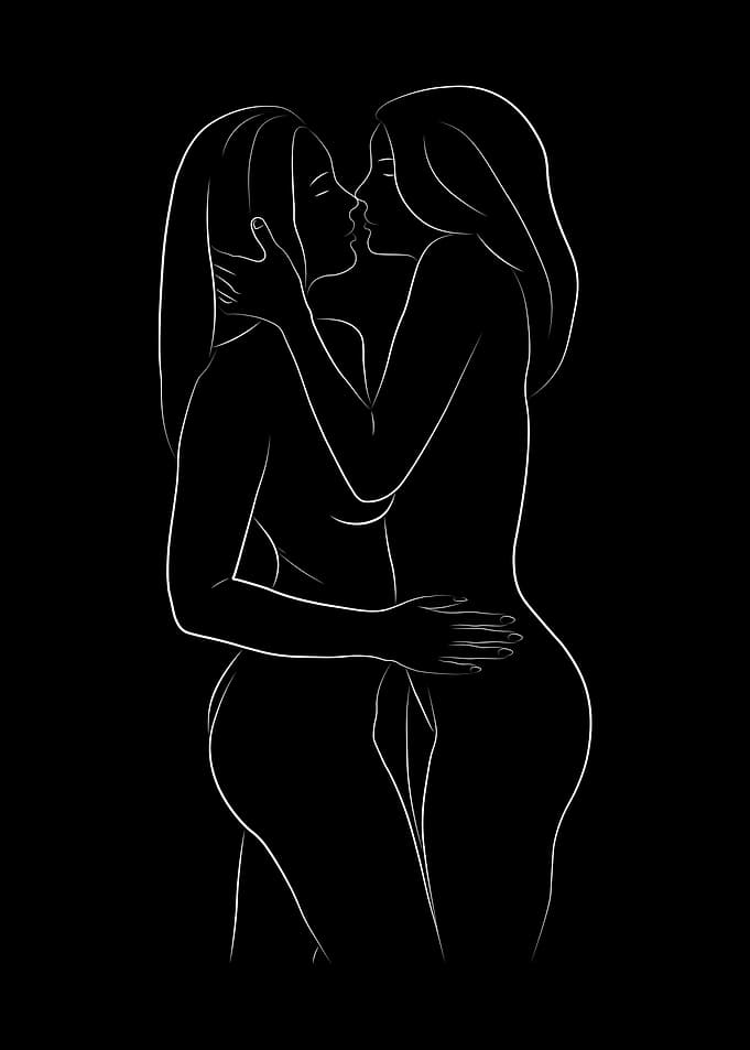 Nude Lesbians Line Art
