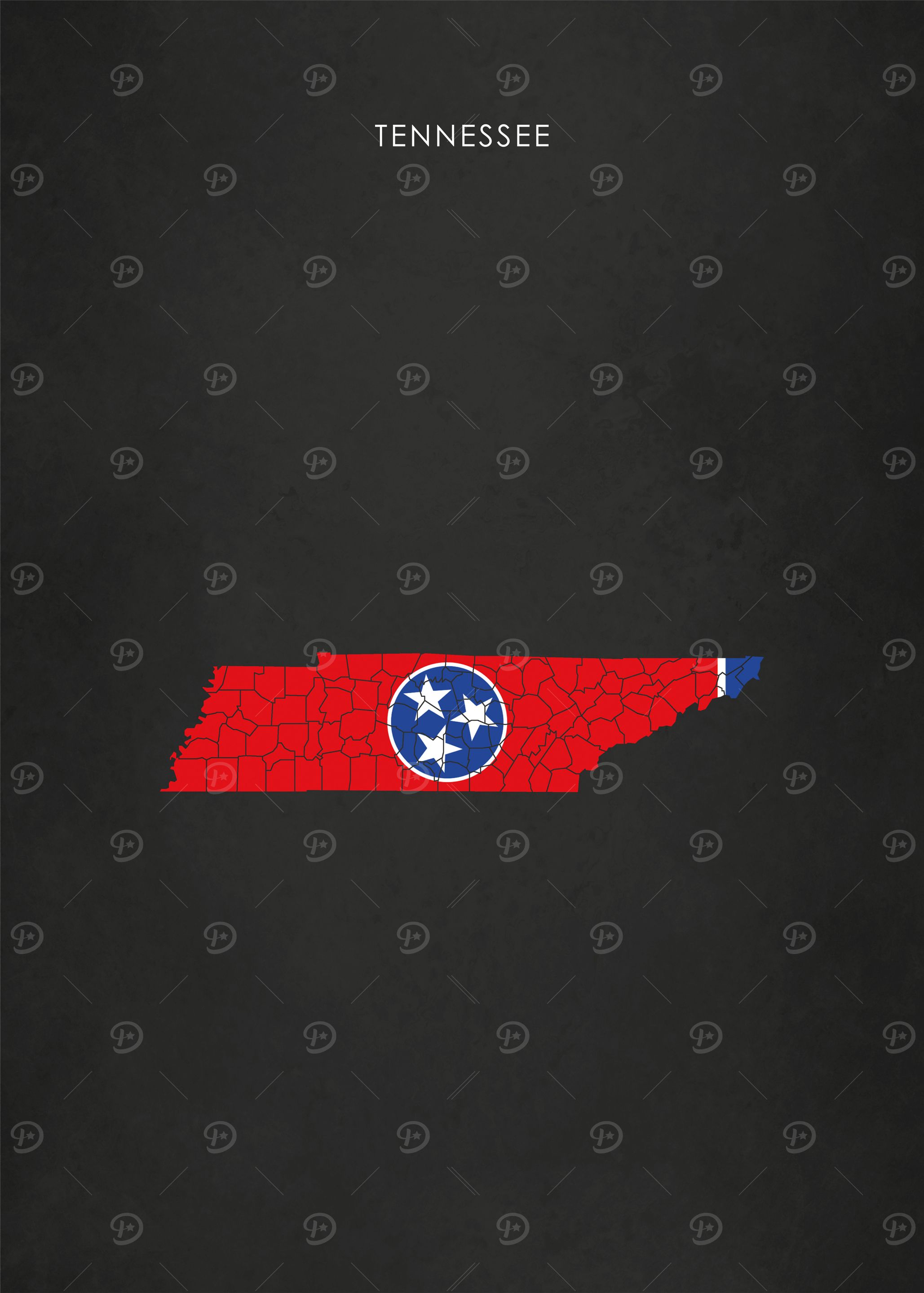 Tennessee Flag Map