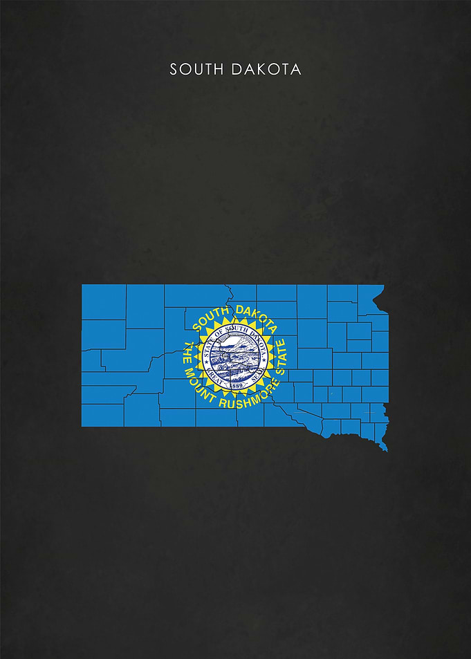 South Dakota Flag Map