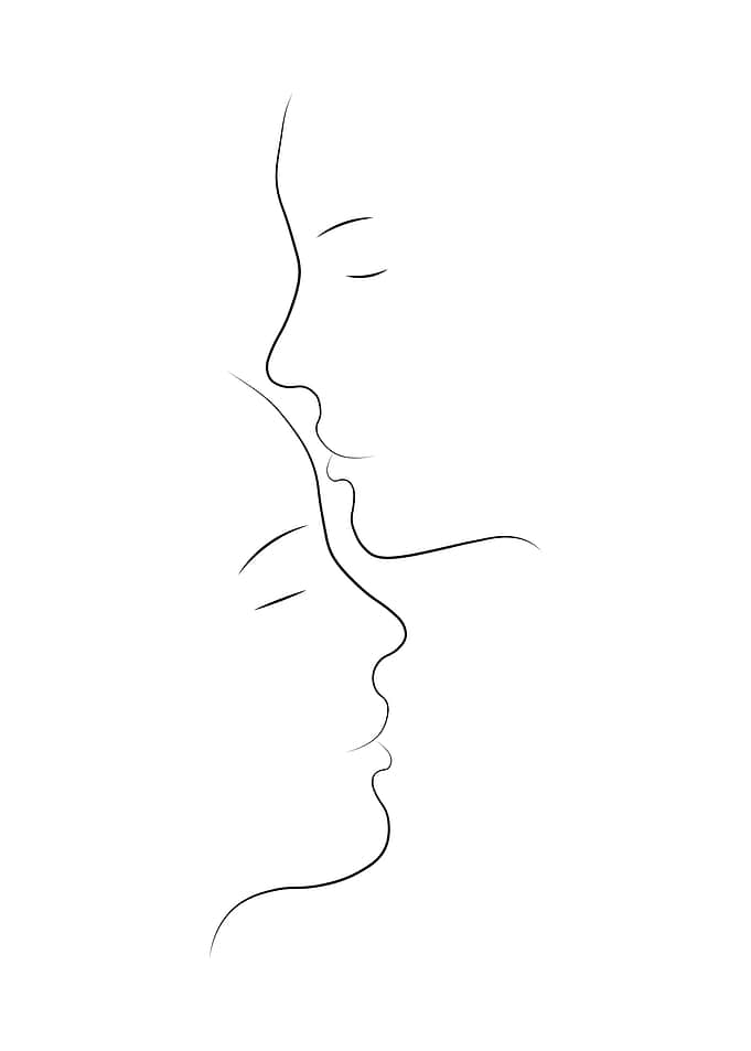 Kissing Couple Line Art