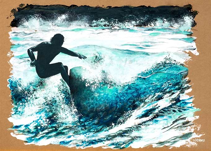 Backlit surfer