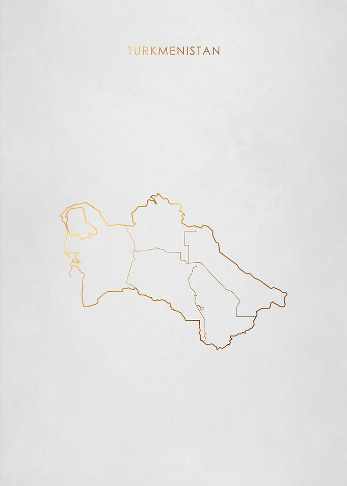 Gold Turkmenistan Map