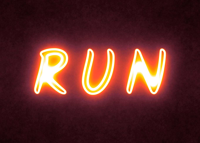 Neon screen orange run