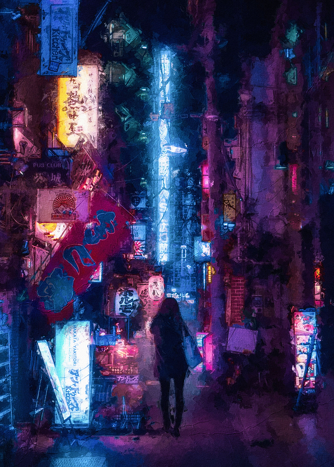 retro girl in the alley