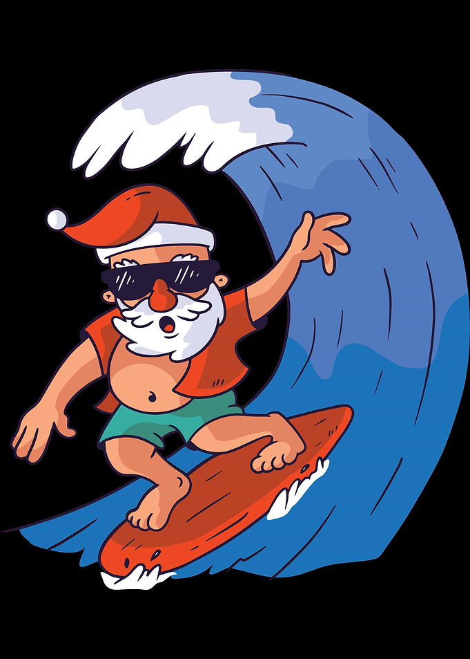 surfing santa