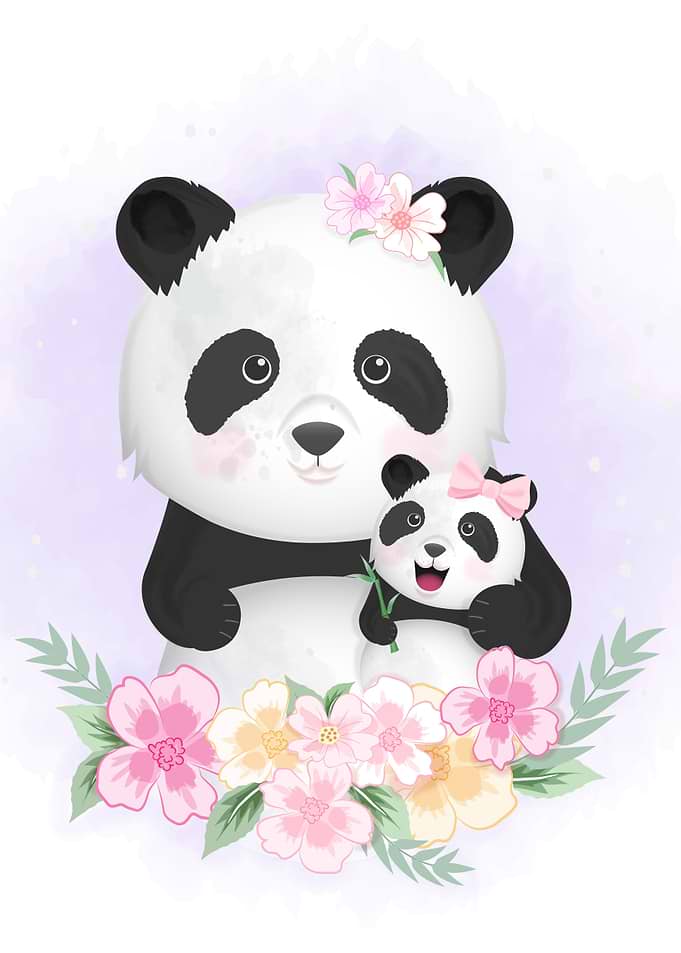 Panda and mom