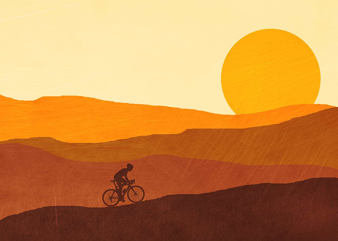 Cyclist Abstract Sunset