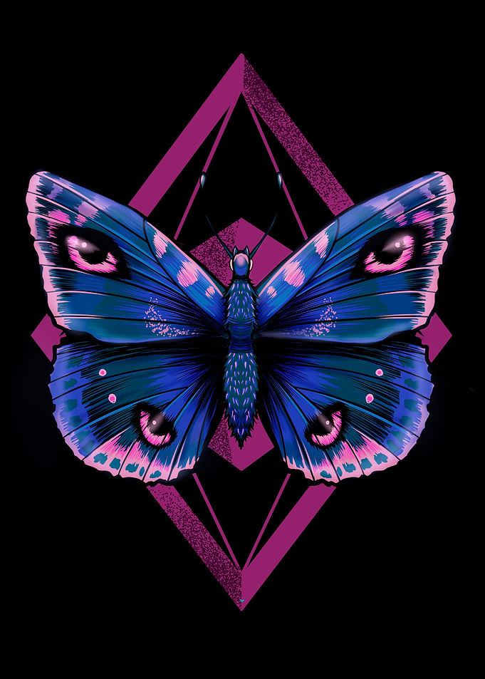 Blue butterfly with eyes