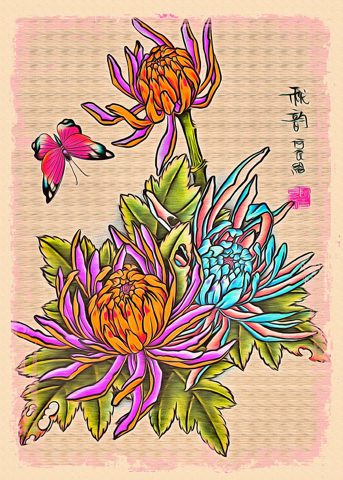 Japanese Art Flower Print