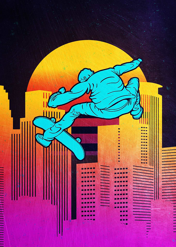 Skate 90s Retro Poster