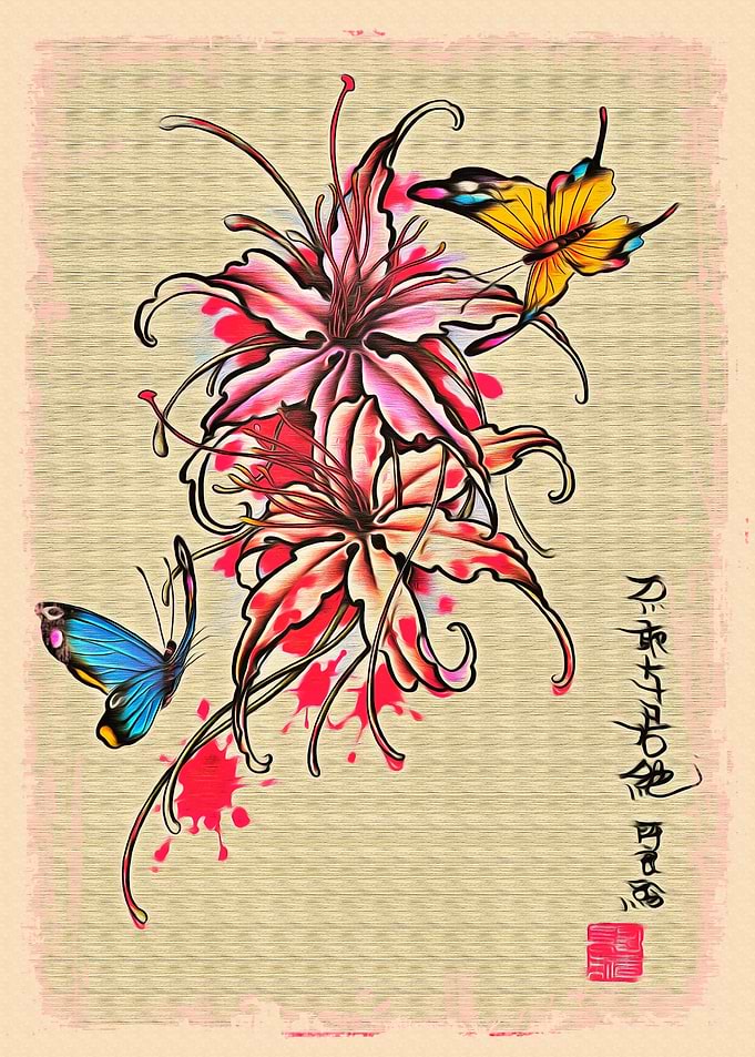 Japanese Art Flower Print