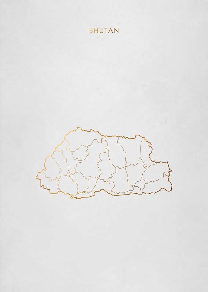 Gold Bhutan Map