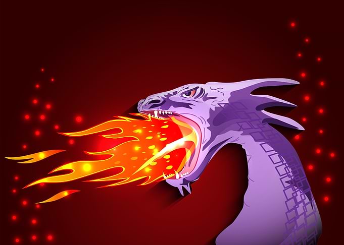 Violet dragon with flame