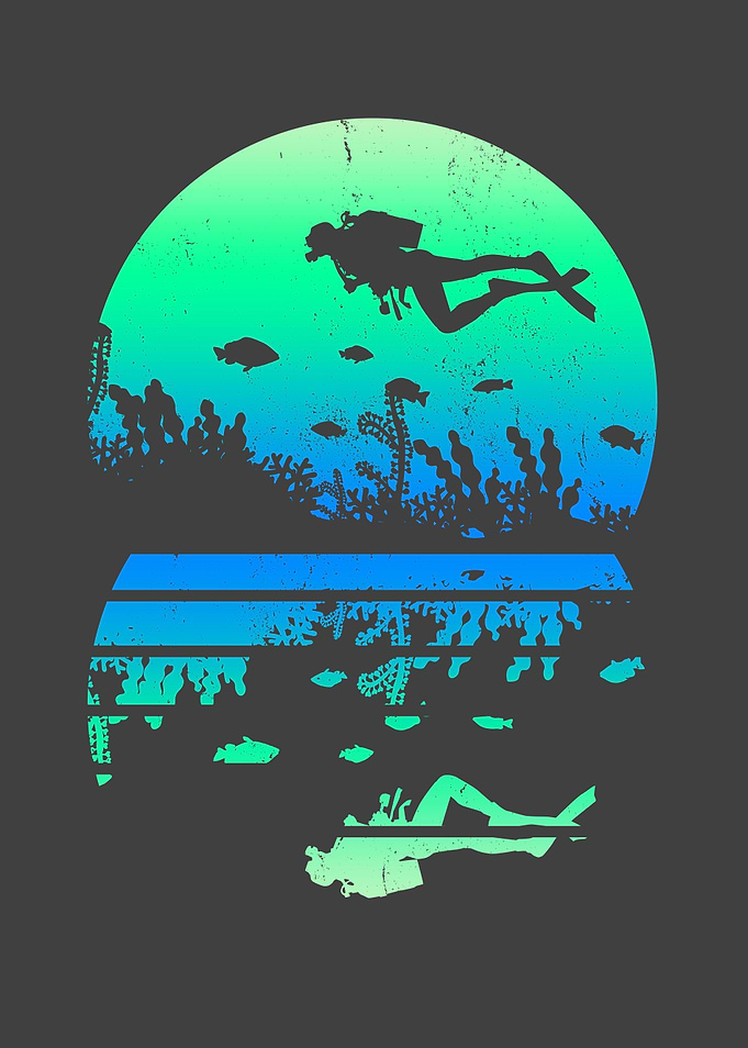 Diver Diving Deep Sea