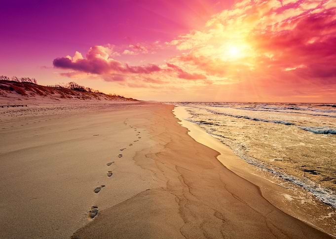 Sea Sand Sandy Beach Sunse
