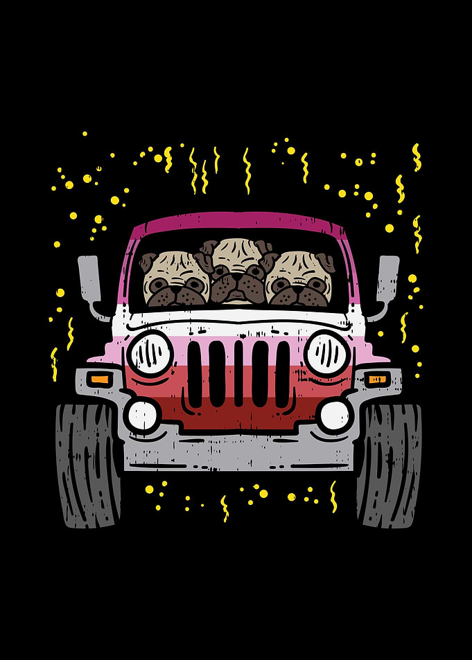 Truck Pug Dog Lesbian