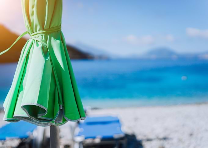 White Beach With Sunbeds A