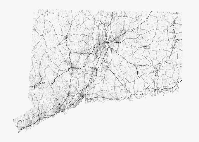 Roads of Connecticut Map