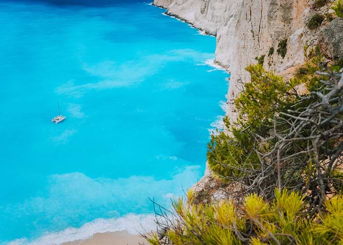 Lonely Catamaran Yacht In