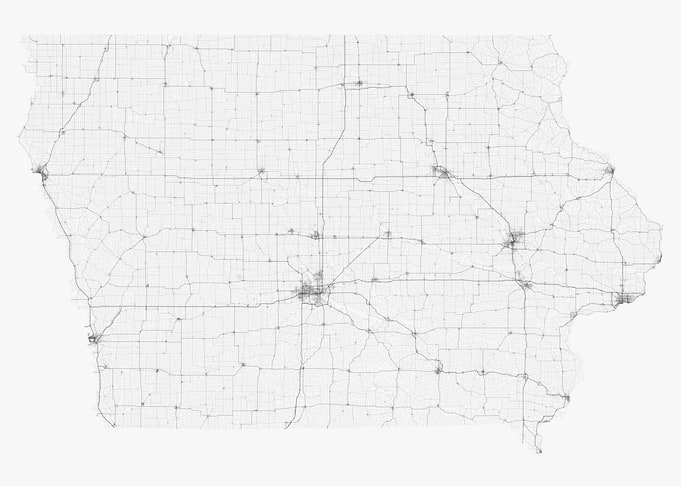 Roads of Iowa Map