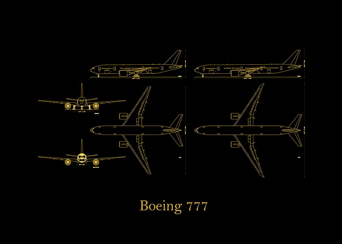 Boeing 777 Blueprint gold