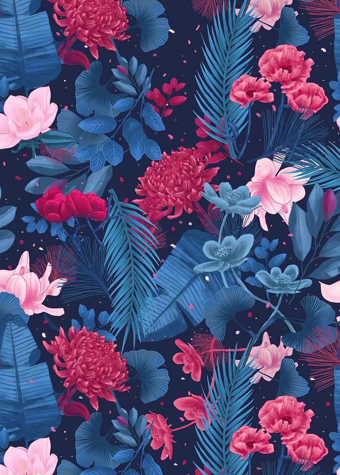 flower and tropical plants