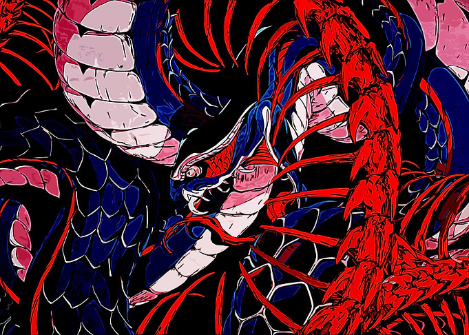 painting red snake