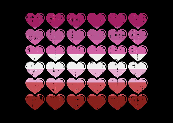 Lesbian Pride Flag Hearts