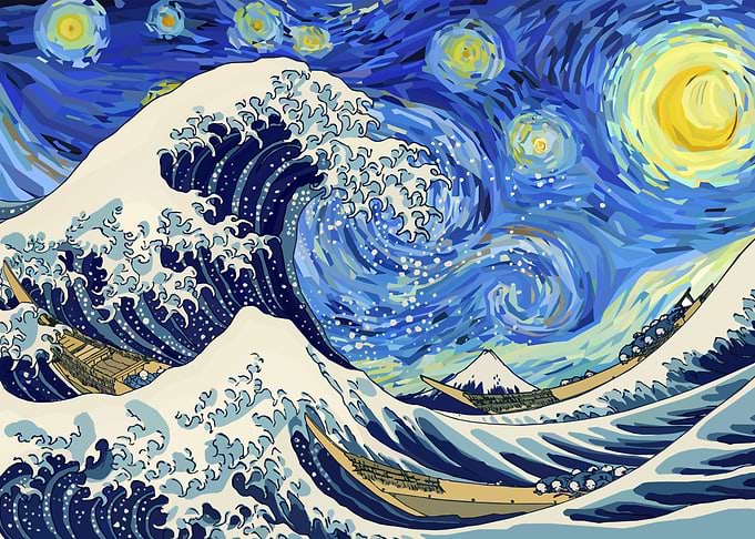 Great Wave in Starry Night