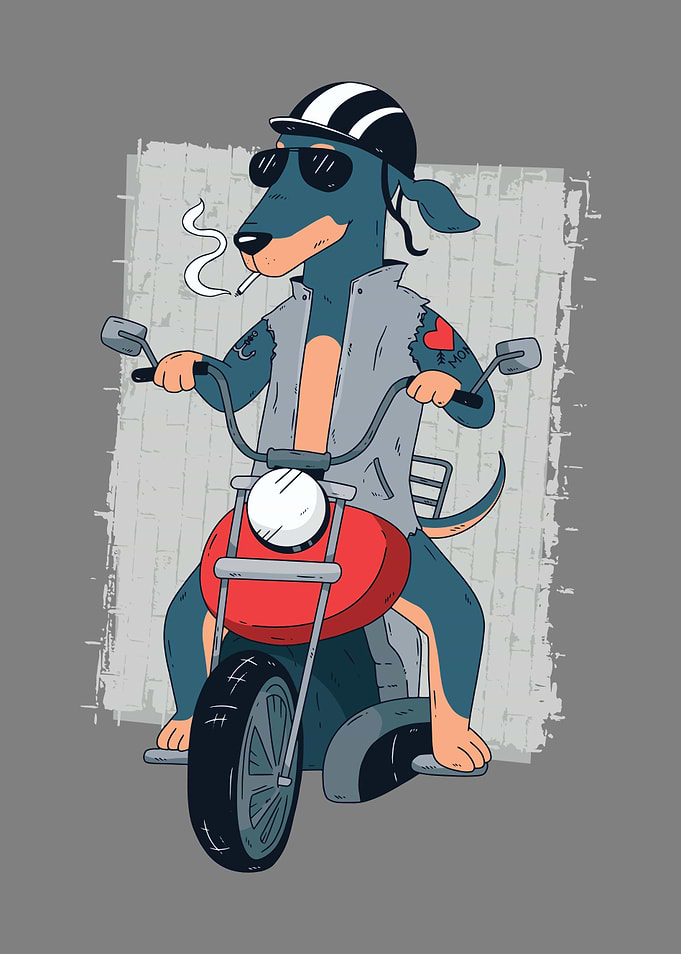 Biker Dachshund Dog on