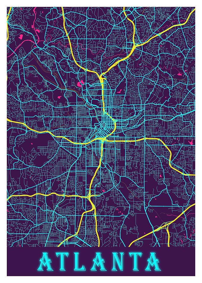 Atlanta Neon City Map