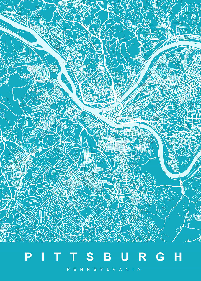 PITTSBURGH City Map Aqua