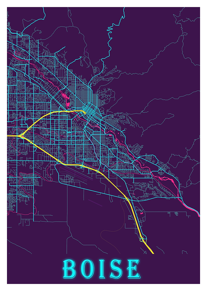 Belize City Neon City Map