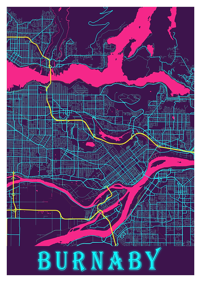 Burlington Neon City Map