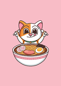 cat eat ramen noodle