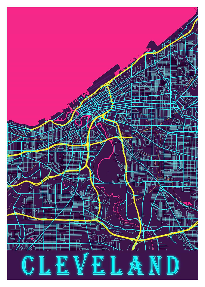 Cleveland Neon City Map