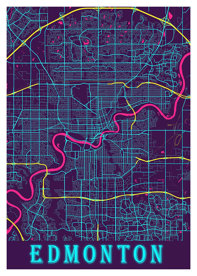 Edmonton Neon City Map