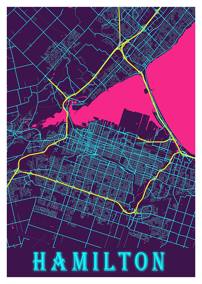 Hamilton Neon City Map