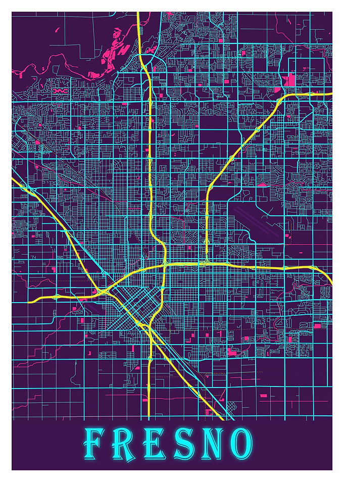Fresno Neon City Map