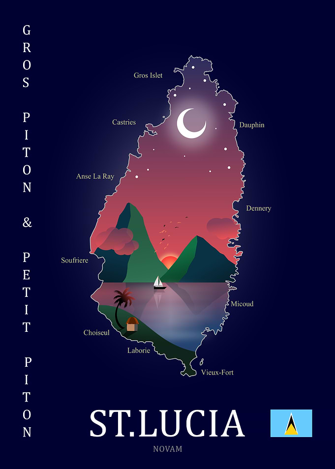 Saint Lucia Silhouette Des