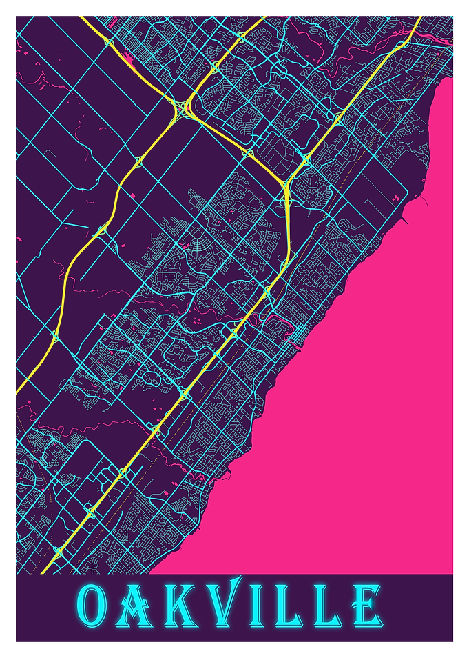 Oakville Neon City Map