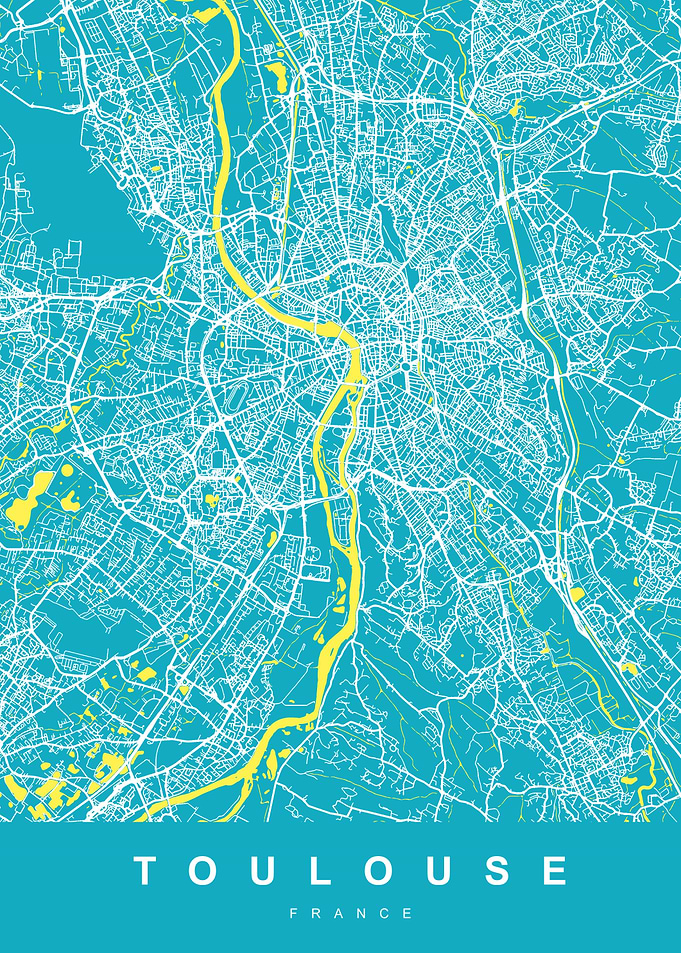 TOULOUSE City Map Aqua