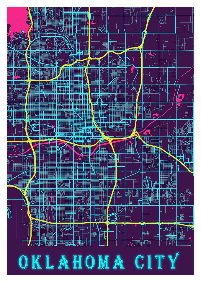 Oklahoma City Neon Map