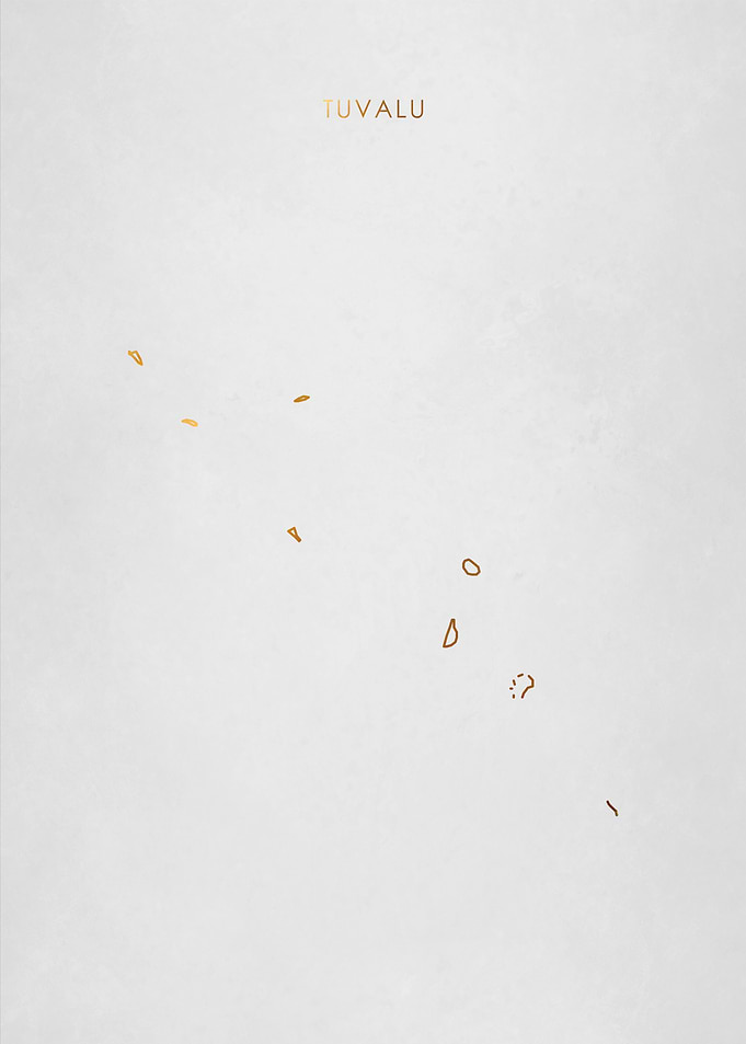 Gold Tuvalu Islands Map