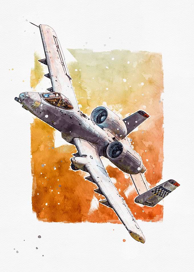 A10 Thunderbolt Watercolor